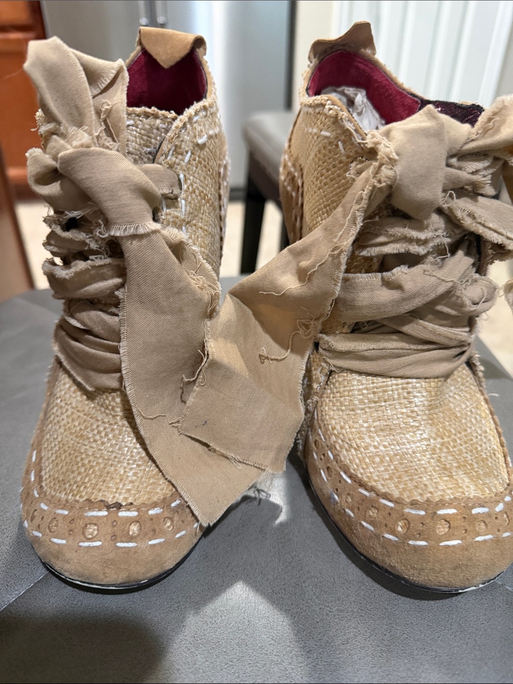 Irregular Choice Abigall woven tan high  Heel Sneakers